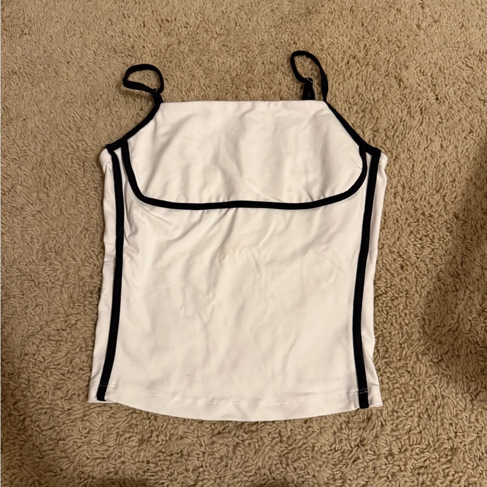 White and Black Trim Women's Top